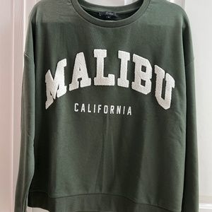 Womens green Malibu California sweatshirt